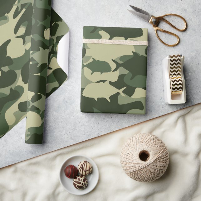 Papio and Ulua - camouflage Hawaiian fishing Wrapping Paper (Crafts)