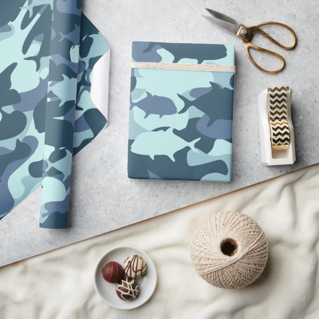 Papio and Ulua - camouflage Hawaiian fishing Wrapping Paper (Crafts)