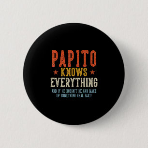 Papito knows everything father's day retro vintage 6 cm round badge