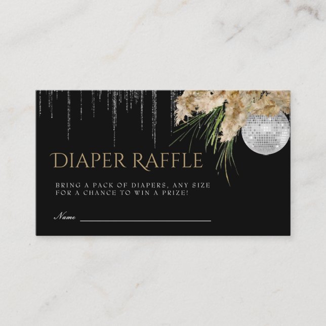 Papmas Grass Disco Ball Diaper Raffle Baby Shower Enclosure Card (Front)