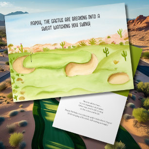Papou, Birthday Desert Golf Course Watercolor Card