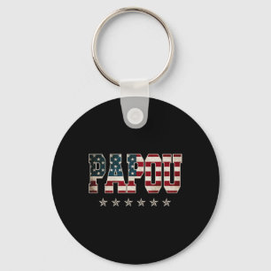 Papou Father's Day American Flag 4th Of July Gift  Key Ring