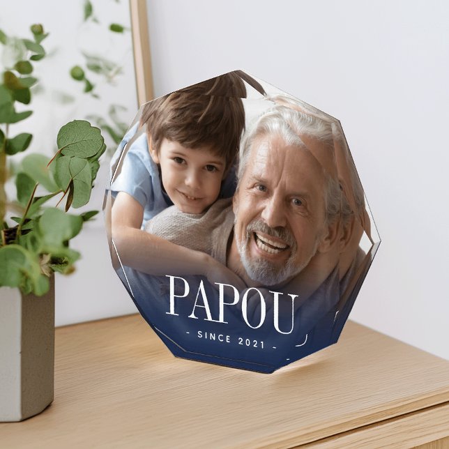 Papou Grandpa Year Established Photo Block (Creator Uploaded)