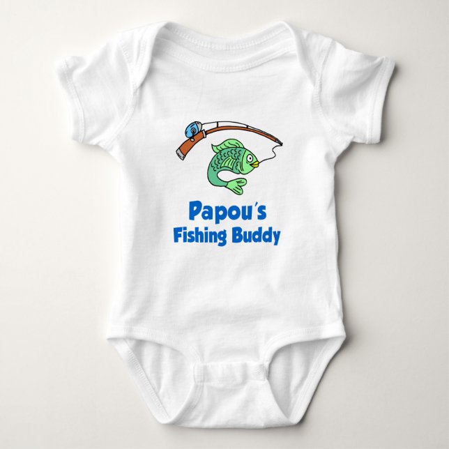Papou's Fishing Buddy Baby Bodysuit (Front)