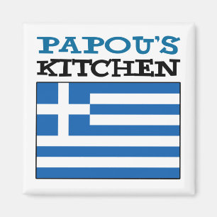 Papou's Kitchen With Flag Of Greece Magnet