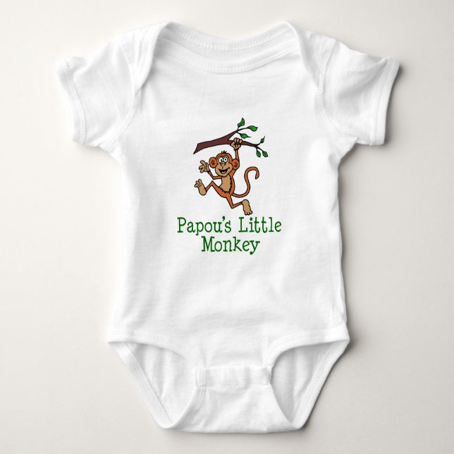 Papou's Little Monkey Baby Bodysuit (Front)