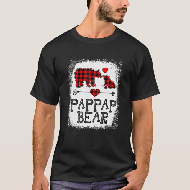 Pappap Bear Christmas Pajama Red Plaid Buffalo Fam T-Shirt (Front)