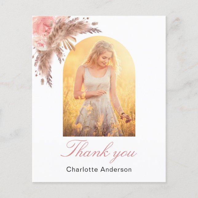 Pappas grass blush pink thank you card (Front)