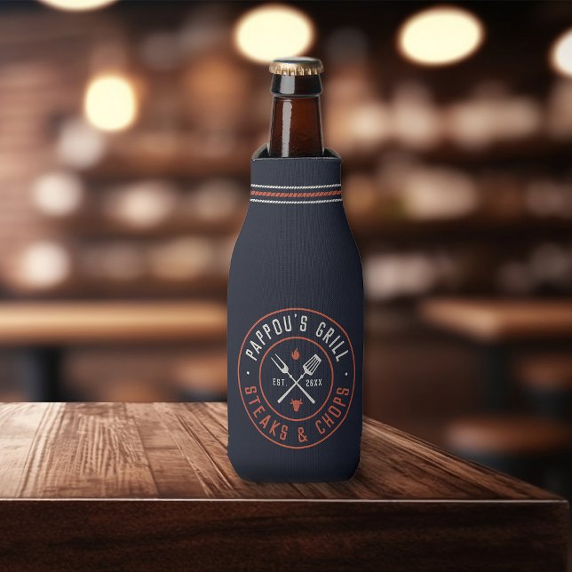 Pappou's Grill Personalised Year Established Bottle Cooler (Creator Uploaded)
