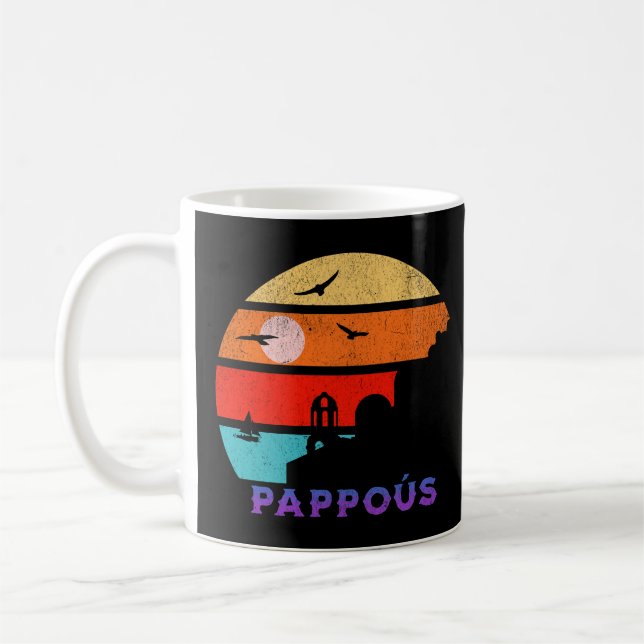 Pappoús Retro Sunset Ocean Grandfather Coffee Mug (Left)
