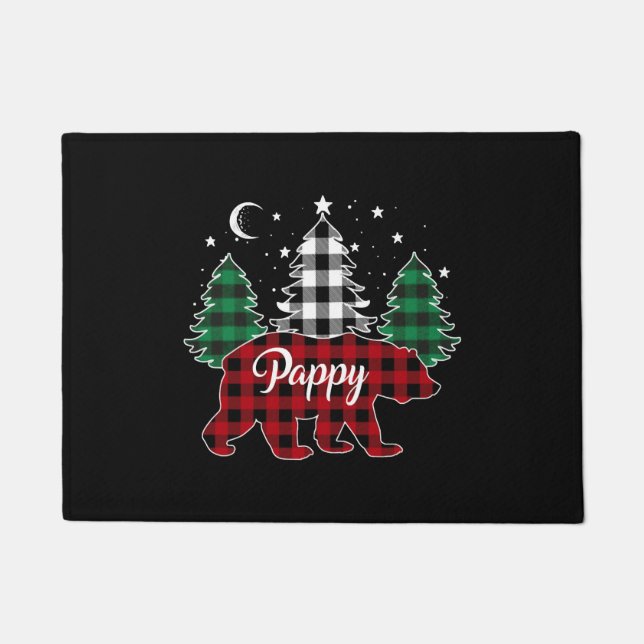 Pappy Bear Buffalo Plaid Family Pajama Christmas Doormat (Front)