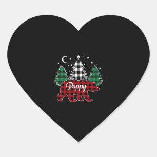 Pappy Bear Buffalo Plaid Family Pajama Christmas Heart Sticker