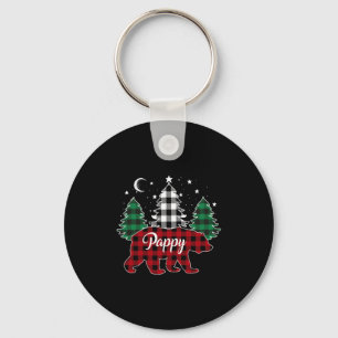 Pappy Bear Buffalo Plaid Family Pajama Christmas Key Ring