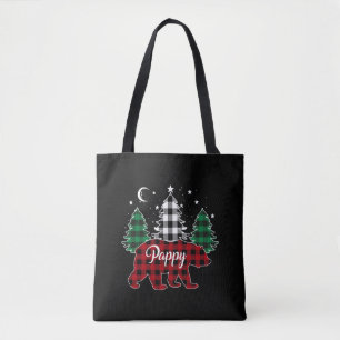 Pappy Bear Buffalo Plaid Family Pajama Christmas Tote Bag