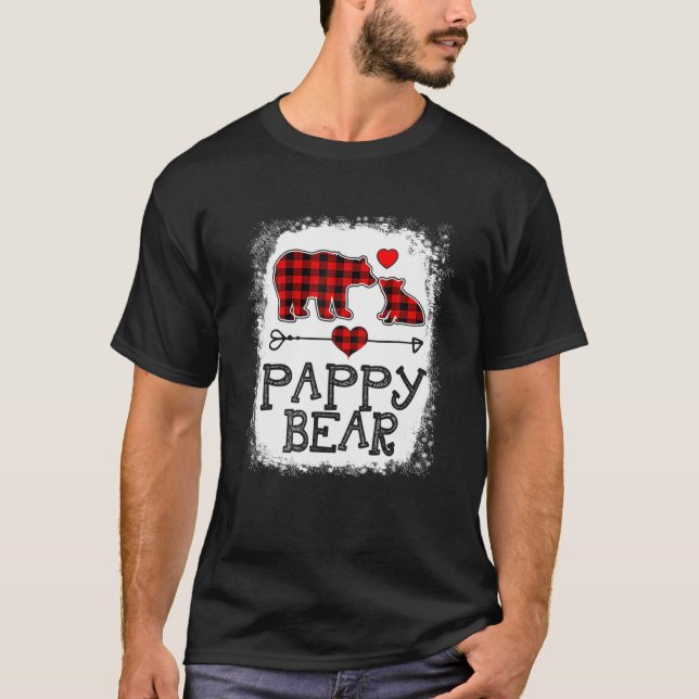 Pappy Bear Christmas Pajama Red Plaid Buffalo Fami T-Shirt (Front)