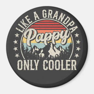 Pappy Like a Grandpa Only Cooler Retro Circle Magnet