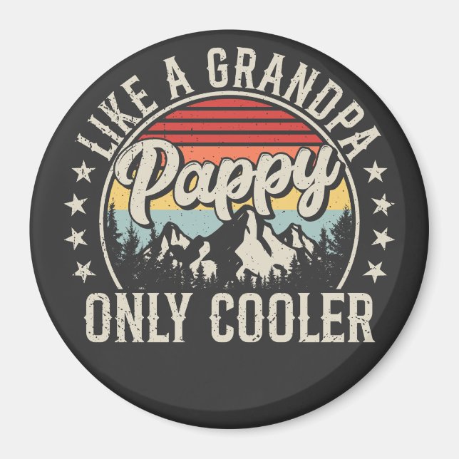 Pappy Like a Grandpa Only Cooler Retro Circle Magnet (Front)