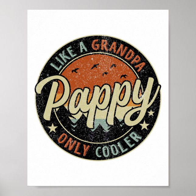 Pappy Like A Grandpa Only Cooler Vintage Retro Fat Poster (Front)