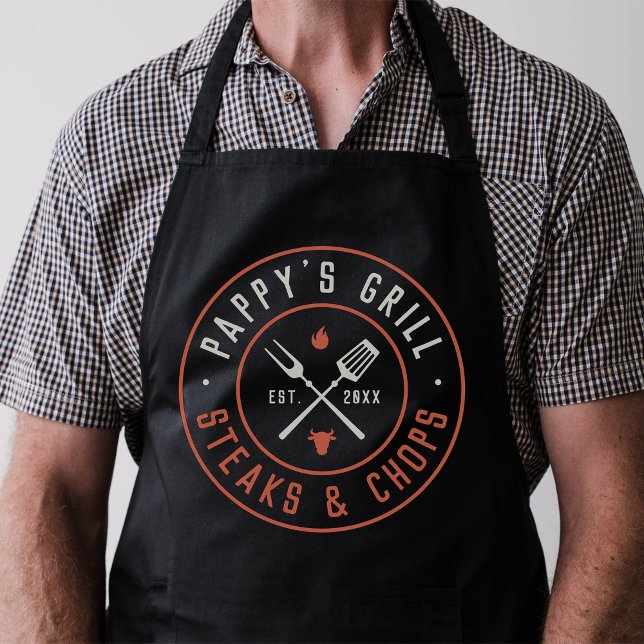 Pappy's Grill Personalised Year Established Apron (Creator Uploaded)