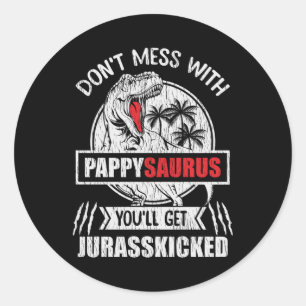 Pappysaurus Dinosaur Gift For Grandpa And Pappy Classic Round Sticker