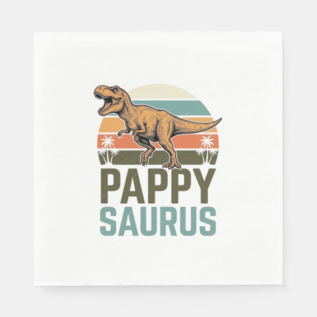 Pappysaurus Funny Dinosaur Vintage Sunset Shirt_1 Napkin (Front)