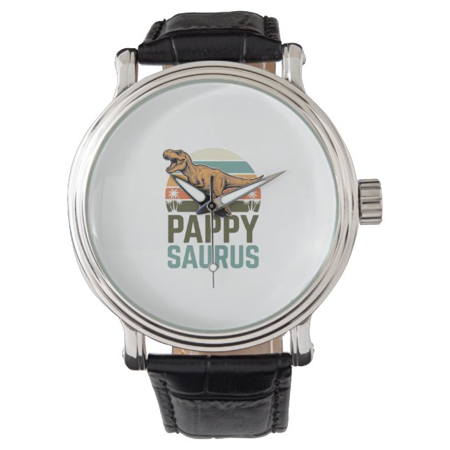 Pappysaurus Funny Dinosaur Vintage Sunset Shirt_1 Watch (Front)