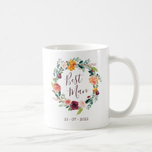 Paprika Burgundy Floral Best Man Wedding Mug