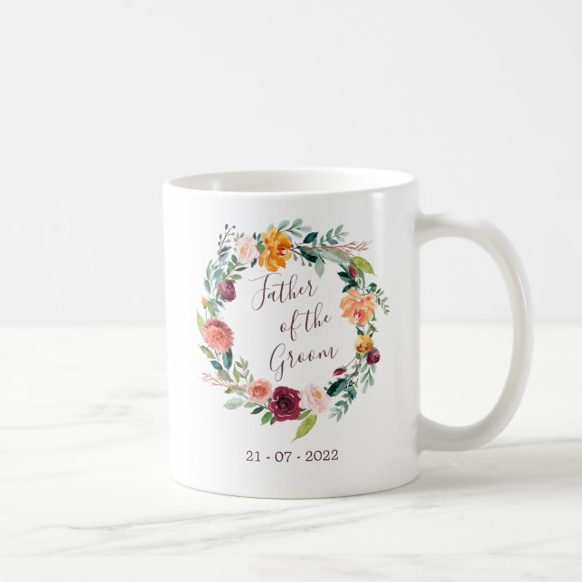 Paprika Burgundy Floral Father of the Groom Mug (Right)