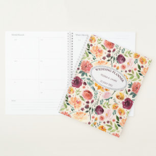 Paprika Burgundy Floral Personalised Planner
