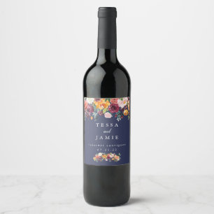 Paprika Burgundy Floral Personalised Wine Label