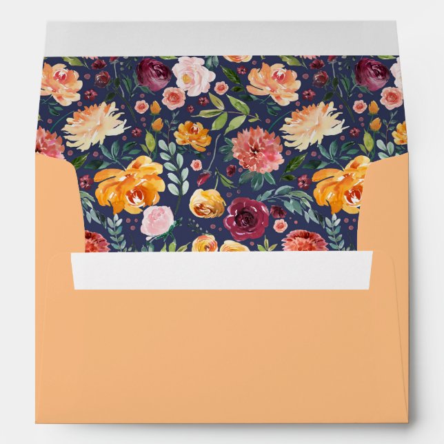 Paprika Burgundy Floral Return Address Envelope (Back (Bottom))