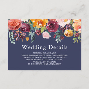Paprika Burgundy Floral Wedding Details Card