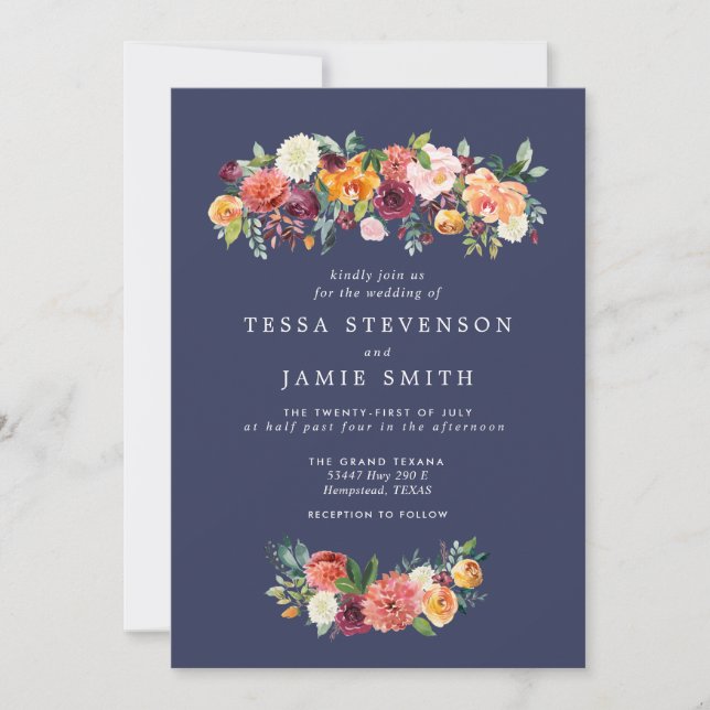 Paprika Burgundy Floral Wedding Invitation (Front)