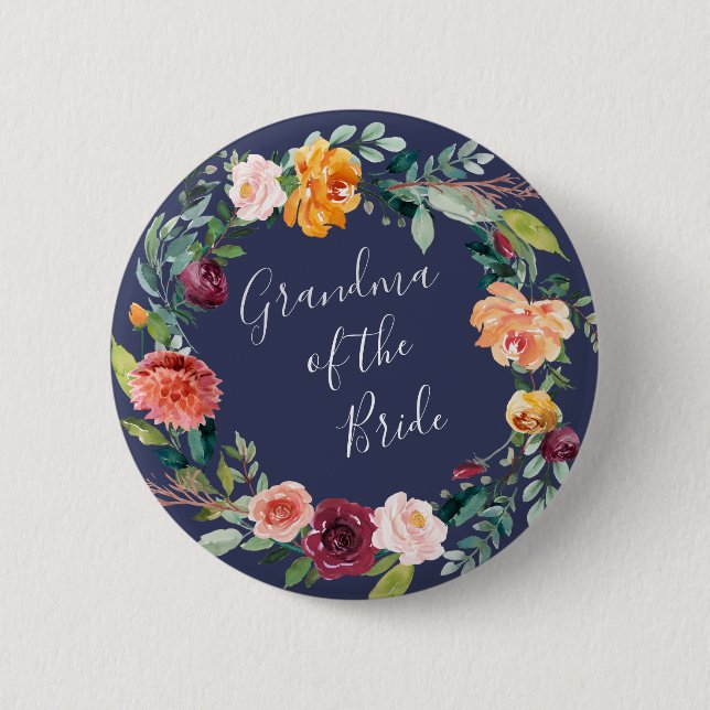 Paprika Floral Grandma of the Bride Button (Front)