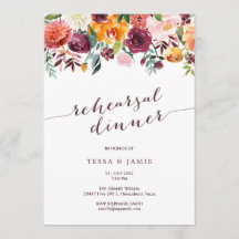 Paprika Floral Rehearsal Dinner Invitation