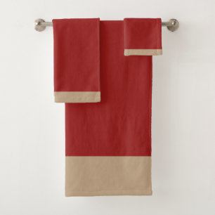 Paprika Red And Beige  Bath Towel Set