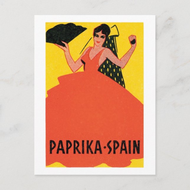 Paprika Spain VIntage Label Postcard (Front)
