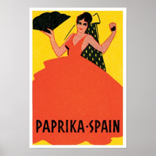 Paprika Spain VIntage Label Poster