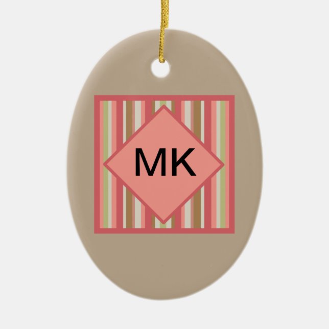 Paprika Stripes Pattern Ceramic Tree Decoration (Front)