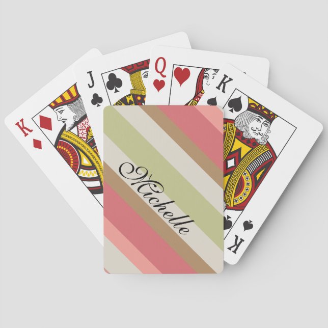 Paprika Stripes Pattern Playing Cards (Back)