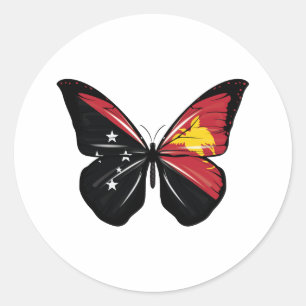 Papua New Guinea Butterfly Flag Classic Round Sticker