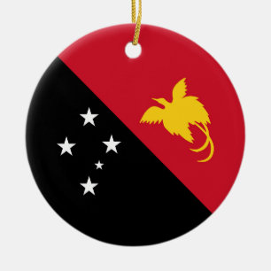 Papua New Guinea flag Ceramic Tree Decoration