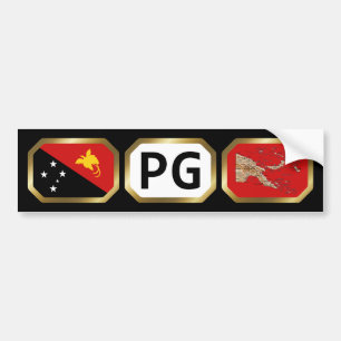 Papua New Guinea Flag Map Code Bumper Sticker