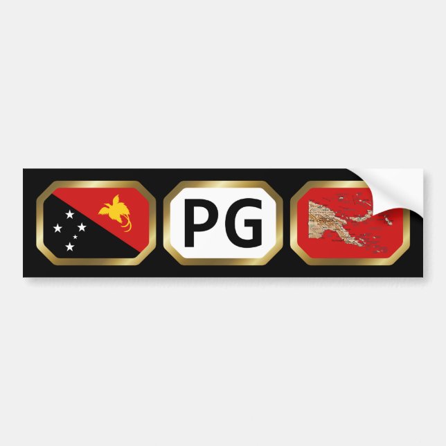 Papua New Guinea Flag Map Code Bumper Sticker (Front)