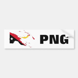 Papua New Guinea Flag Map & PNG Bumper Sticker