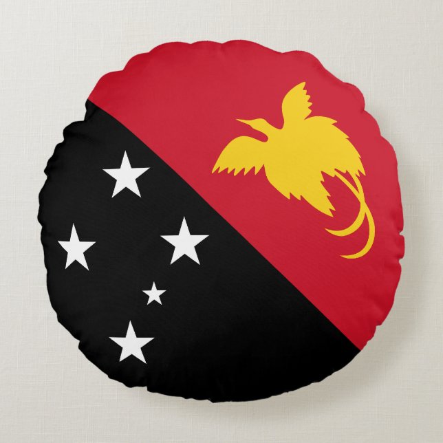 Papua New Guinea Flag Round Cushion (Front)