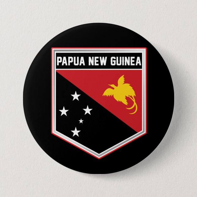 Papua New Guinea Flag Shield 7.5 Cm Round Badge (Front)
