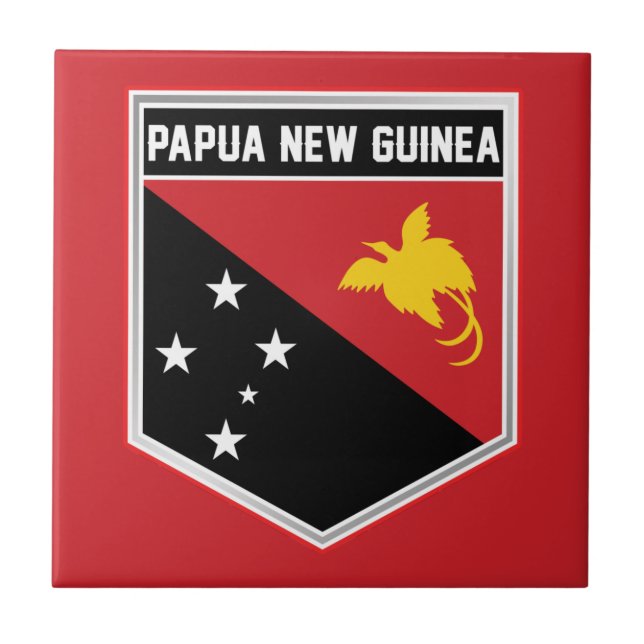 Papua New Guinea Flag Shield Tile (Front)