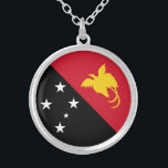 Papua New Guinea Flag Silver Plated Necklace<br><div class="desc">Patriotic flag of Papua New Guinea.</div>