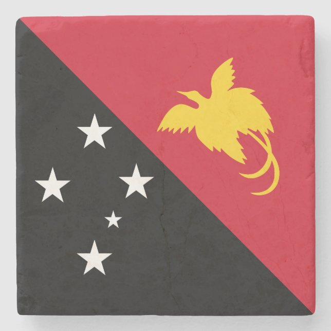 Papua New Guinea Flag Stone Coaster (Front)